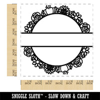 Cute Floral Split Wreath for Name Monogram Square Rubber Stamp for Stamping Crafting