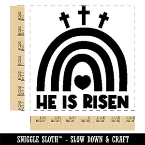 Easter Rainbow He is Risen Three Crosses Square Rubber Stamp for Stamping Crafting