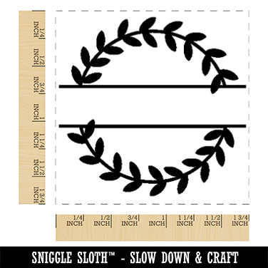 Solid Laurel Split Wreath for Name Monogram Square Rubber Stamp for Stamping Crafting