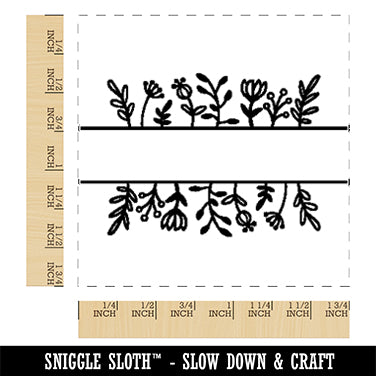 Spring Flowers Split Frame for Name Monogram Square Rubber Stamp for Stamping Crafting