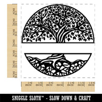 Family Tree of Life Split Frame Name Monogram Square Rubber Stamp for Stamping Crafting