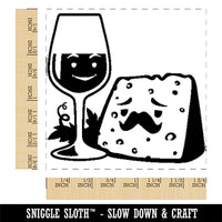 Wine Glass and Cheese Perfect Pair Square Rubber Stamp for Stamping Crafting