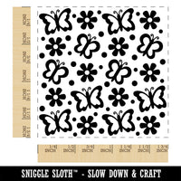Butterflies and Flowers Square Rubber Stamp for Stamping Crafting