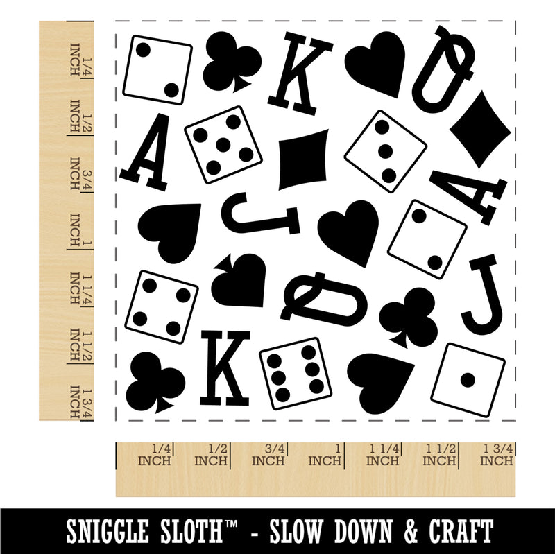 Card Suits and Dice Games Square Rubber Stamp for Stamping Crafting