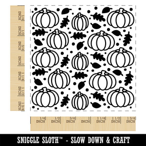 Leaves and Pumpkins Square Rubber Stamp for Stamping Crafting