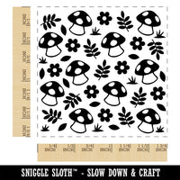 Mushrooms and Flowers Square Rubber Stamp for Stamping Crafting