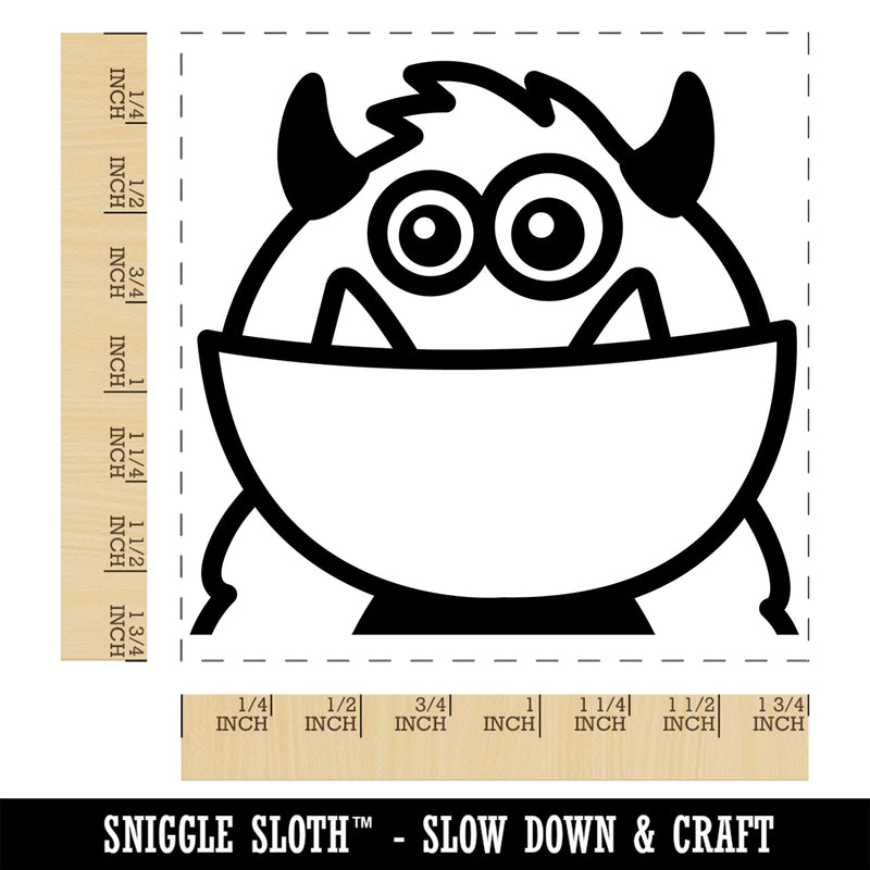 Peeking Monster Square Rubber Stamp for Stamping Crafting