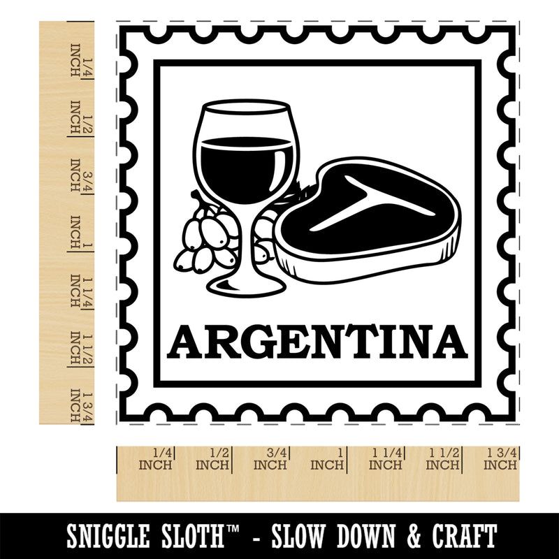 Argentina Travel Wine Glass Steak Square Rubber Stamp for Stamping Crafting