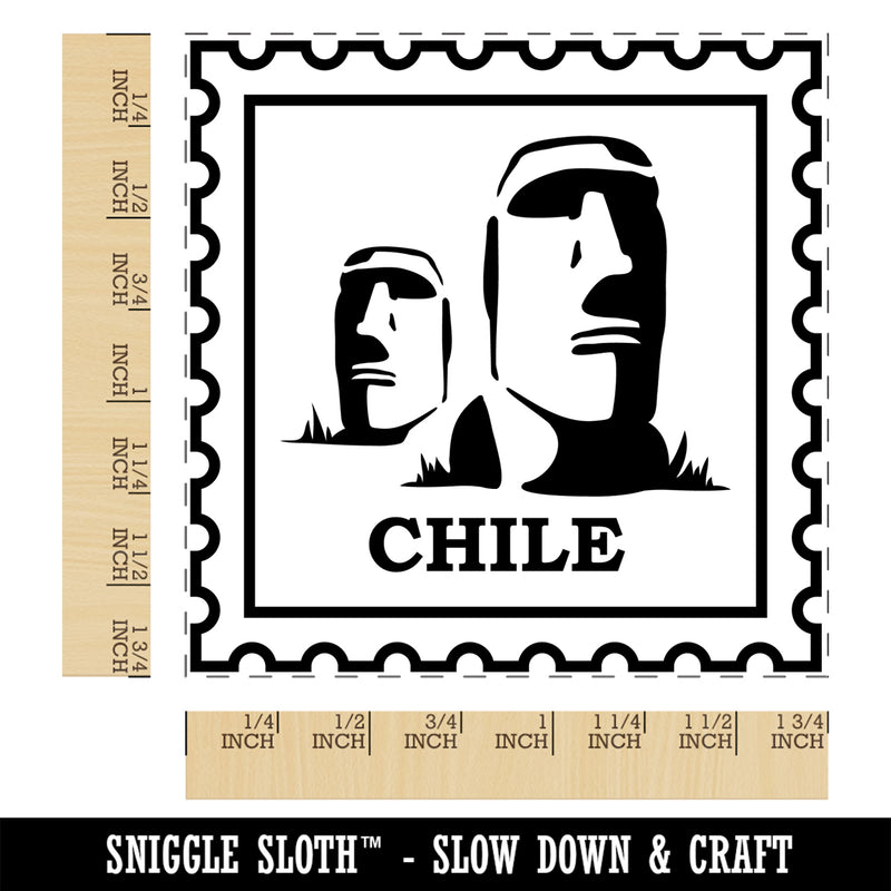 Chile Travel Easter Island Statues Square Rubber Stamp for Stamping Crafting