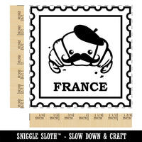 France Travel French Croissant with Beret Square Rubber Stamp for Stamping Crafting