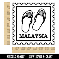 Malaysia Travel Beach Flip Flops Square Rubber Stamp for Stamping Crafting