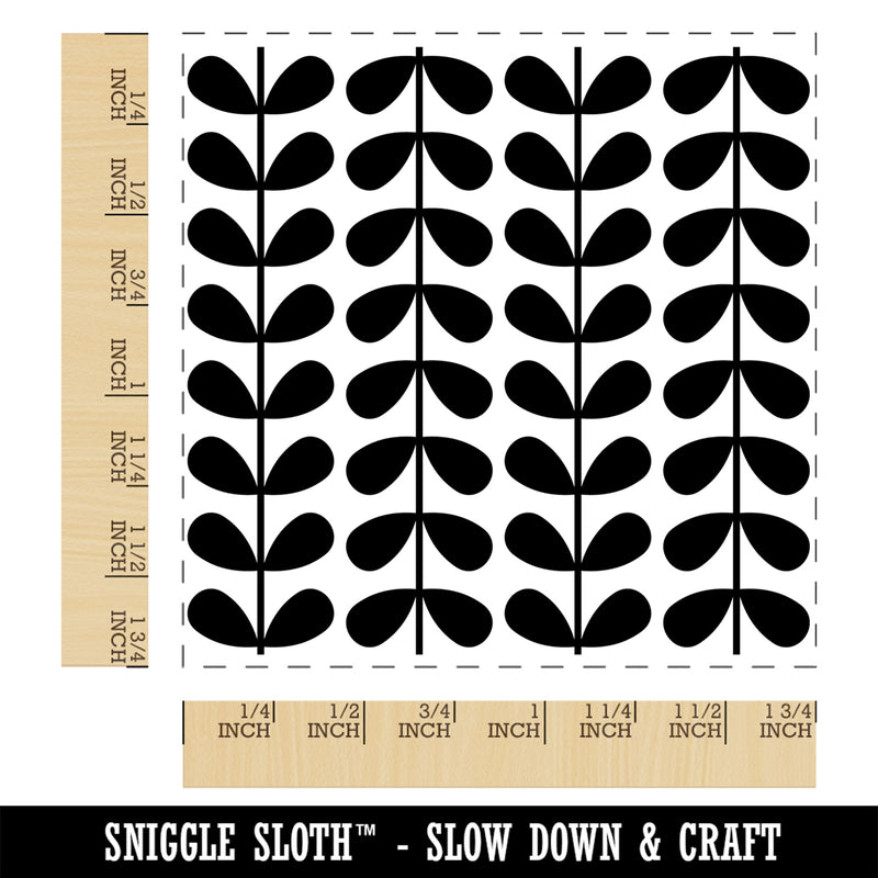 Scandinavian Leaf Stems Square Rubber Stamp for Stamping Crafting