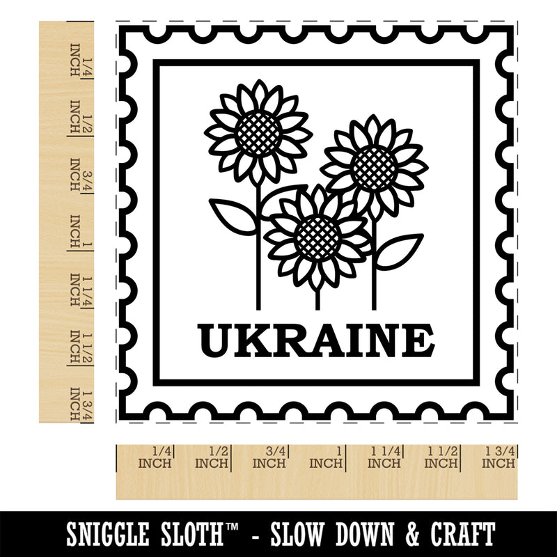 Ukraine Travel National Flower Sunflowers Square Rubber Stamp for Stamping Crafting