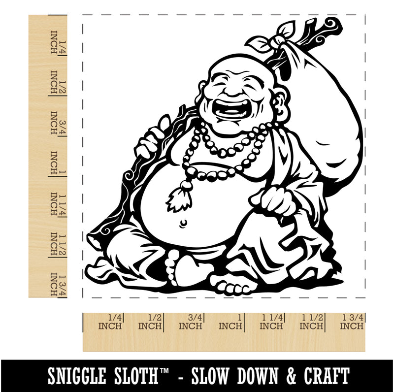 Budai Laughing Buddha Fat Monk Chan Square Rubber Stamp for Stamping Crafting