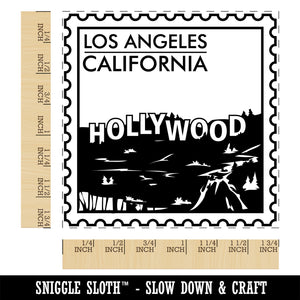 Hollywood Los Angeles California Travel Square Rubber Stamp for Stamping Crafting