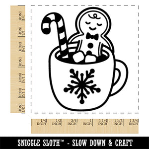 Gingerbread Man in Hot Cocoa Square Rubber Stamp for Stamping Crafting