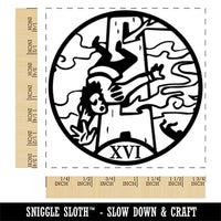 The Tower Tarot Major Arcana Square Rubber Stamp for Stamping Crafting