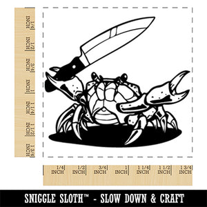 Angry Crab with Kitchen Knife Square Rubber Stamp for Stamping Crafting