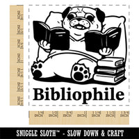 Bibliophile Book Lover Funny Pug Dog Square Rubber Stamp for Stamping Crafting
