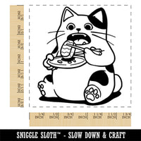 Cat Eating Sushi with Chopsticks Square Rubber Stamp for Stamping Crafting