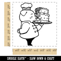 Chef Baker Pig with Cake Square Rubber Stamp for Stamping Crafting
