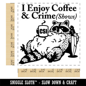 Coffee and Crime Shows Raccoon Knife Square Rubber Stamp for Stamping Crafting