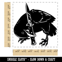 Crow Bird with Switchblade Knife Square Rubber Stamp for Stamping Crafting