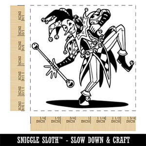 Dancing Harlequin Clown Jester Square Rubber Stamp for Stamping Crafting