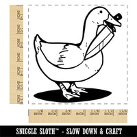 Duck with Kitchen Knife Square Rubber Stamp for Stamping Crafting