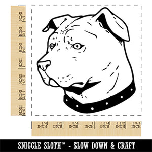 Focused Alert American Pit Bull Terrier Head Square Rubber Stamp for Stamping Crafting