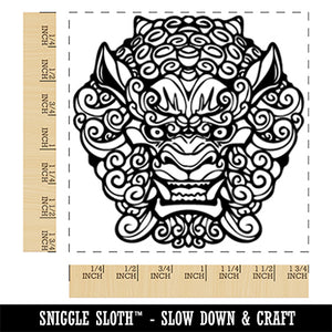 Foo Dog Guardian Lion Head Square Rubber Stamp for Stamping Crafting