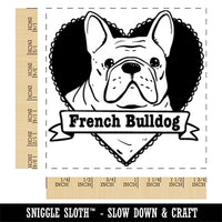 French Bulldog Dog Heart Square Rubber Stamp for Stamping Crafting