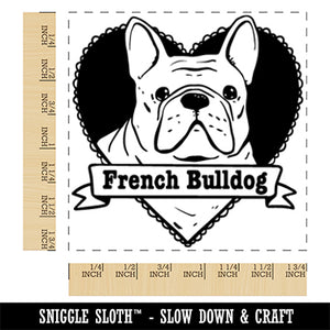 French Bulldog Dog Heart Square Rubber Stamp for Stamping Crafting