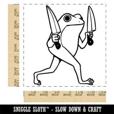 Frog with Two Knives Square Rubber Stamp for Stamping Crafting