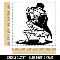 Gentleman Frog Sipping Tea on Mushroom Square Rubber Stamp for Stamping Crafting