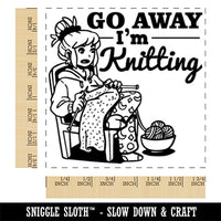 Go Away I'm Knitting Square Rubber Stamp for Stamping Crafting
