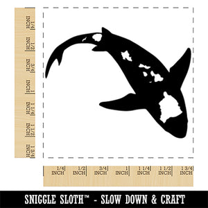 Hawaii Islands Map on Shark Square Rubber Stamp for Stamping Crafting