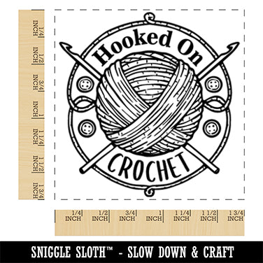 Hooked On Crochet Hooks Yarn Square Rubber Stamp for Stamping Crafting