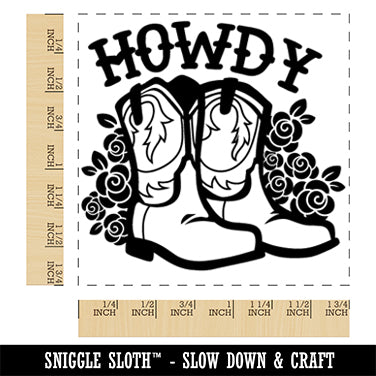 Howdy Cowboy Boots Square Rubber Stamp for Stamping Crafting