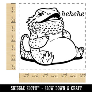 Laughing Bearded Dragon Lizard Square Rubber Stamp for Stamping Crafting