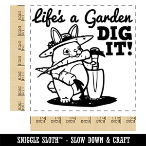 Life's A Garden Dig It Rabbit Square Rubber Stamp for Stamping Crafting