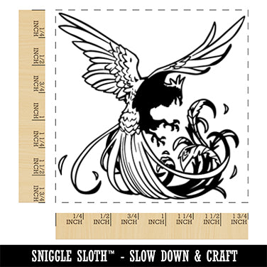 Magnificent Phoenix Fire Plume Feathers Square Rubber Stamp for Stamping Crafting