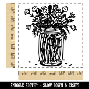 Mason Jar with Wild Flowers Square Rubber Stamp for Stamping Crafting