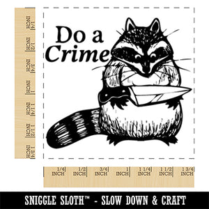 Mischievous Crime Raccoon with Knife Square Rubber Stamp for Stamping Crafting