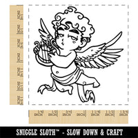 Musical Cherub Playing Lyre Baby Angel Square Rubber Stamp for Stamping Crafting