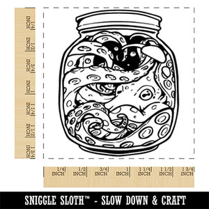 Octopus In Jar Square Rubber Stamp for Stamping Crafting