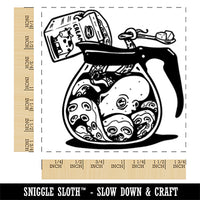 Octopus Making Coffee in Pot Square Rubber Stamp for Stamping Crafting