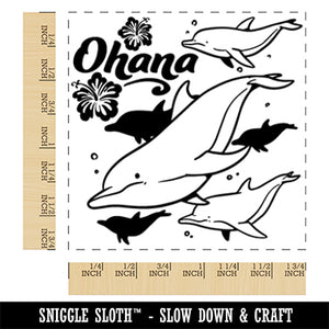 Ohana Bottlenose Dolphin Pod Family Square Rubber Stamp for Stamping Crafting