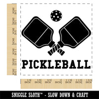 Pickleball with Ball and Paddles Sport Square Rubber Stamp for Stamping Crafting