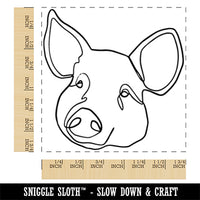 Pig Head Artsy Contour Line Square Rubber Stamp for Stamping Crafting